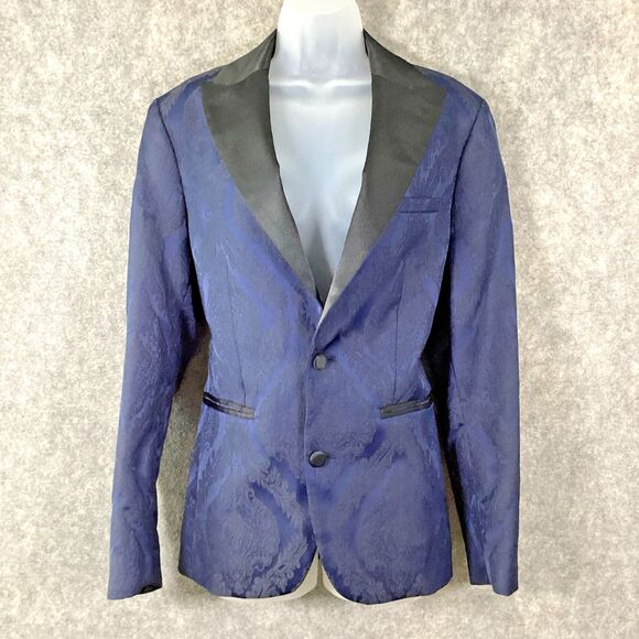 INC International Womens Jacquard Two Button Tuxedo Smoking Jacket Satin Small - Picture 3 of 16